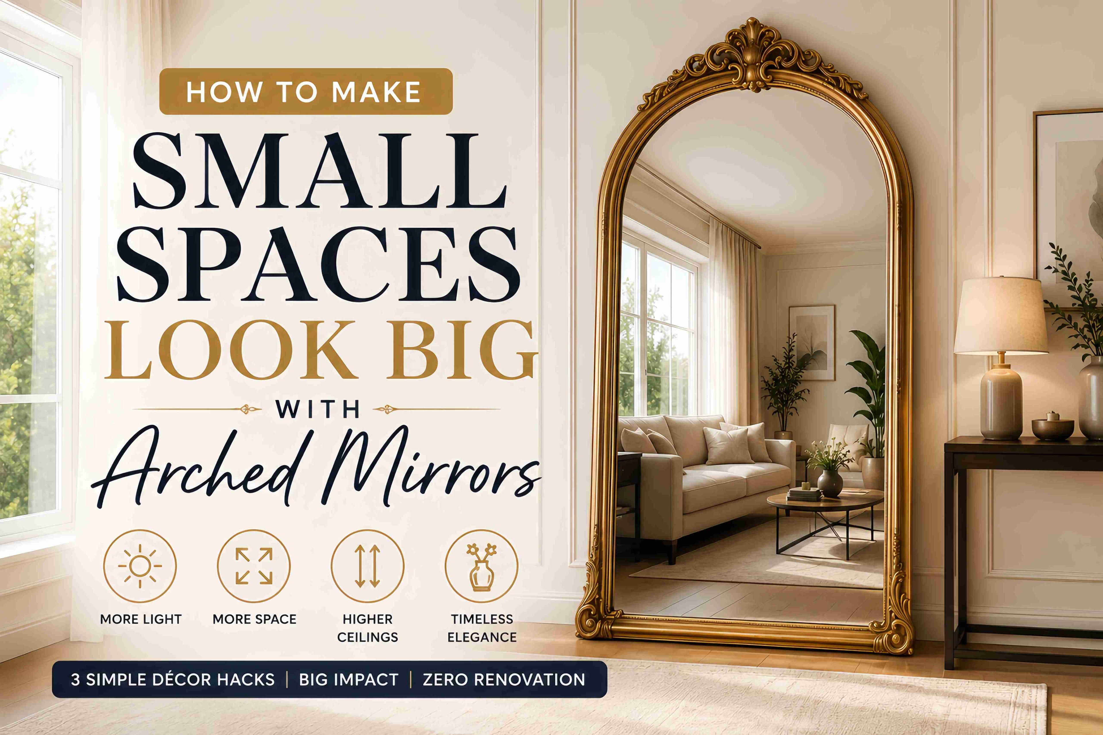 Small Space Savior! 3 Decor Hacks to Make Your Room Look Bigger with Baroque Arched Mirrors