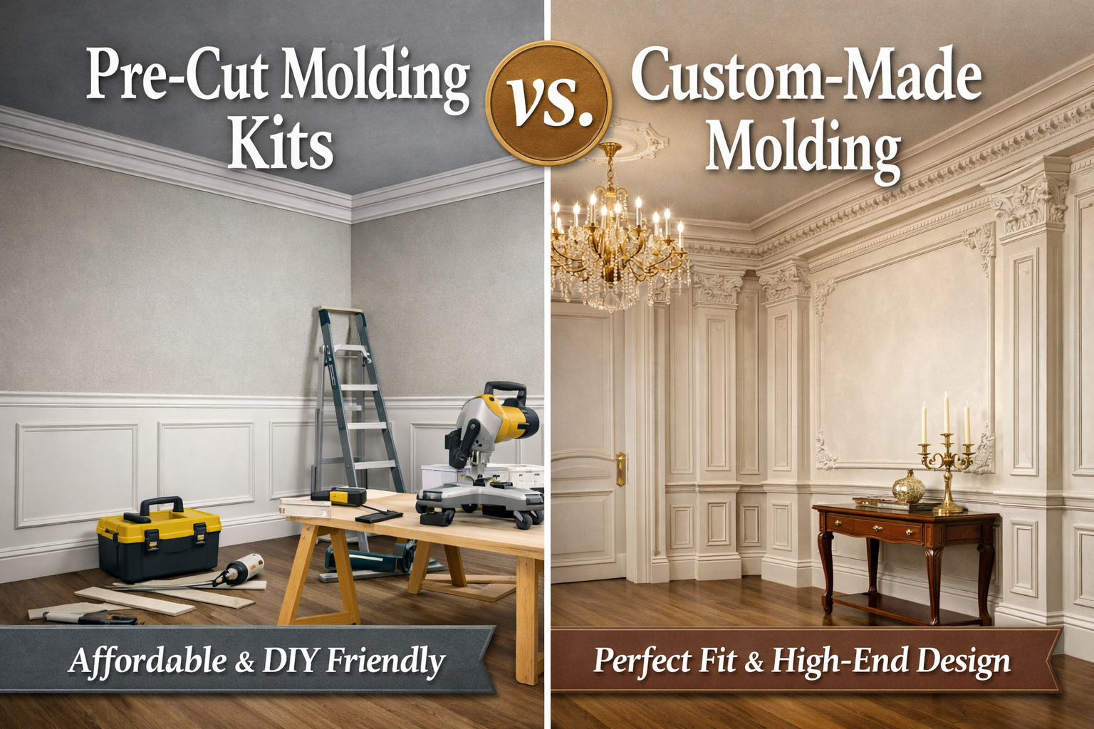 Pre-cut Molding Kits vs Custom-made Molding: Which Type of Wall Molding is Right for Your Home