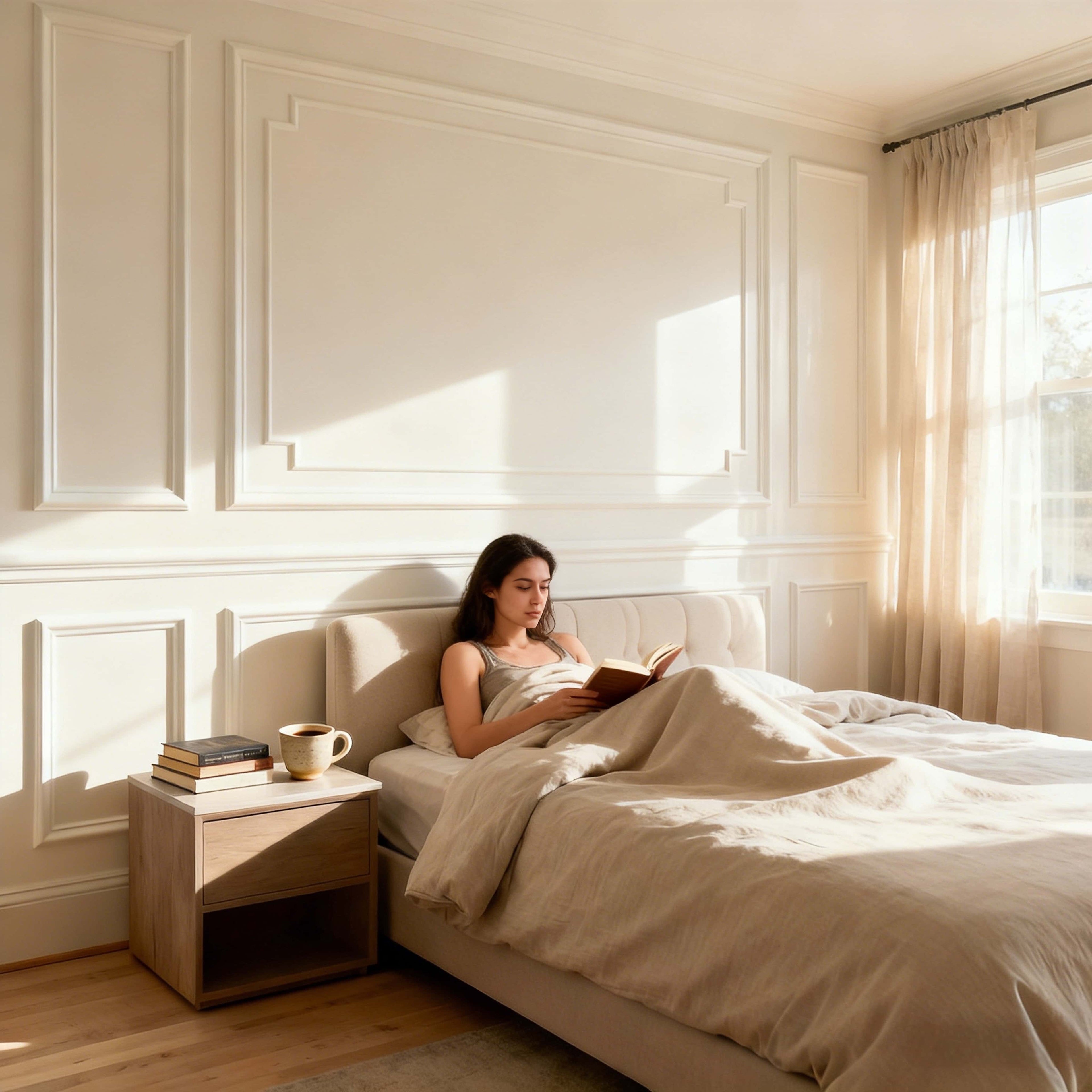 white wall molding kit for bedroom, create a warm and cozy vibe
