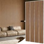 Acoustic Wood Slat Wall Panels, 4-Pack Walnut Finish, Noise Reduction for Home Office Studio