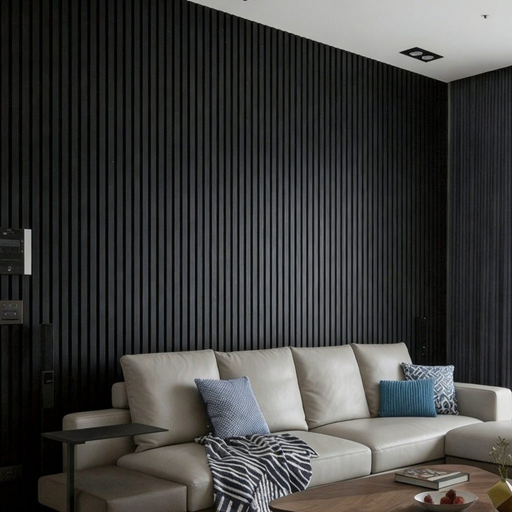 3D Fluted Wood Slat Acoustic Panels, 4-Pack Wall Ceiling Sound Absorbing Panels