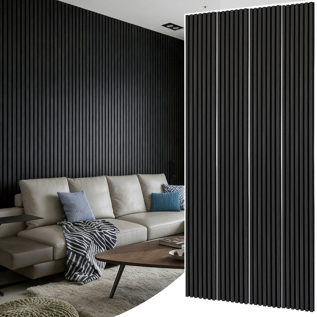 3D Fluted Wood Slat Acoustic Panels, 4-Pack Wall Ceiling Sound Absorbing Panels