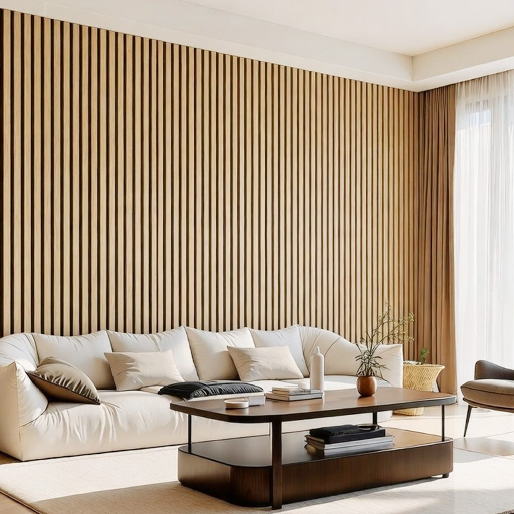 Oak Acoustic Slat Wall Panels – Soundproof & Noise Reducing for Modern Walls, 4-Pack