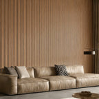 Acoustic Wood Slat Wall Panels, 4-Pack Walnut Finish, Noise Reduction for Home Office Studio