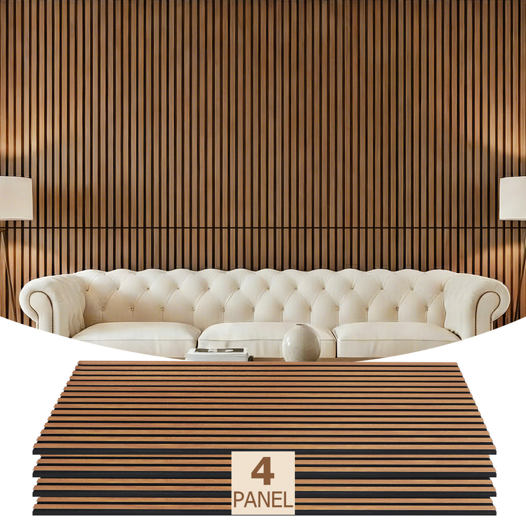 3D Walnut Wood Slat Acoustic Wall Panel 47.2" x 23.6" | Noise Reduction & Modern Decor
