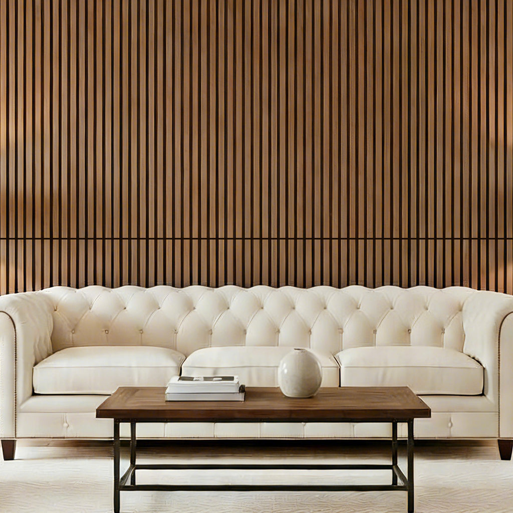 3D Walnut Wood Slat Acoustic Wall Panel 47.2" x 23.6" | Noise Reduction & Modern Decor