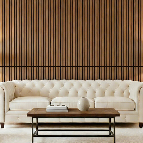 3D Walnut Wood Slat Acoustic Wall Panel 47.2" x 23.6" | Noise Reduction & Modern Decor