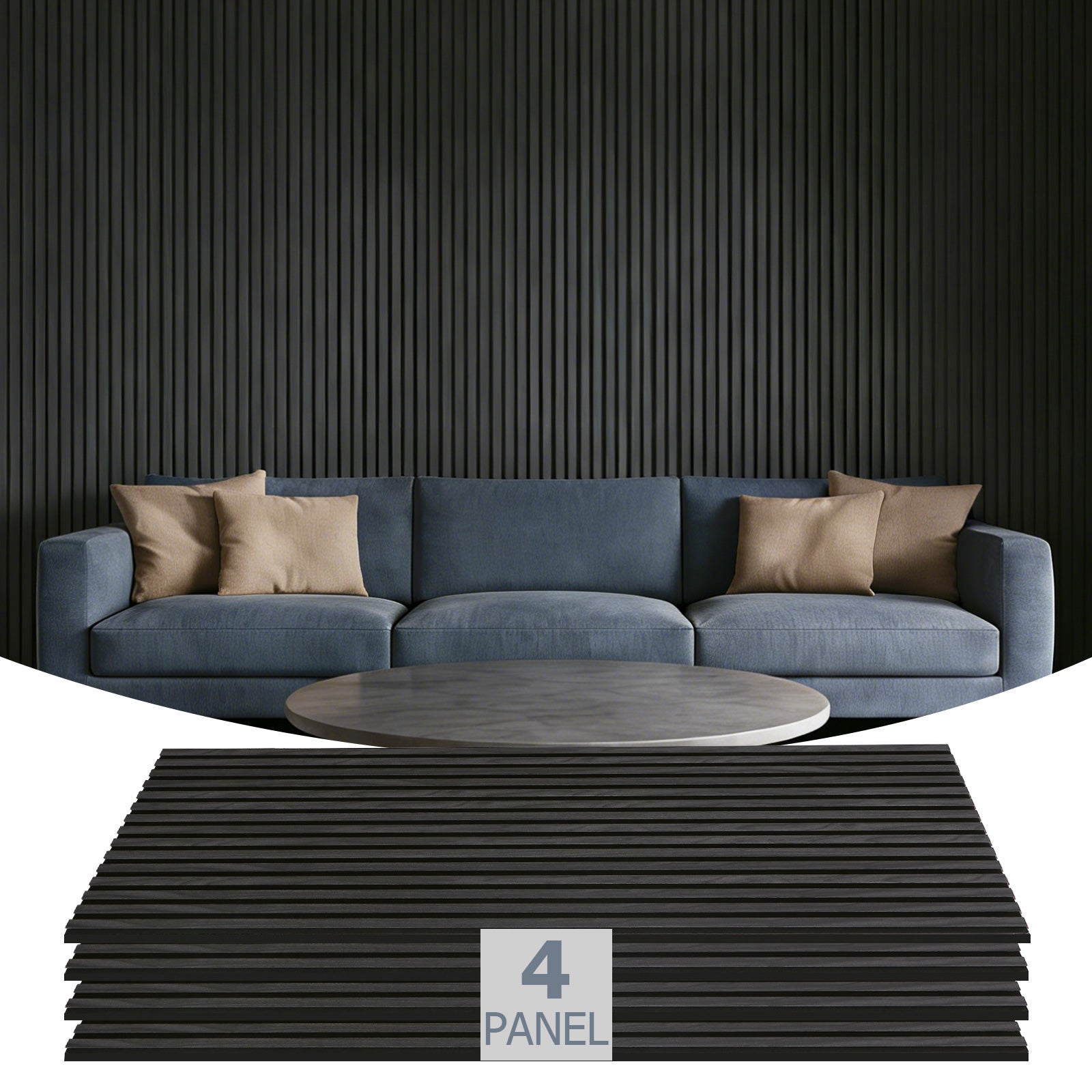 Matte Black Acoustic Wall Panels 47.2" x 23.6" Noise Reduction (4-Pack) | Easy Installation, Sound-Absorbing for Home & Office