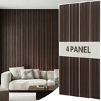 Dark Walnut Acoustic Wood Slat Wall Panels, 3D Fluted Sound Absorbing Panels for Home Theater Office