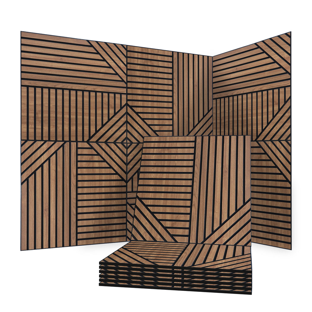 3D Wood Veneer Sound Absorbing Panels for Studio Office Home, 60×60cm 6 Pack