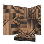 3D Wood Veneer Sound Absorbing Panels for Studio Office Home, 60×60cm 6 Pack