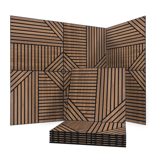 3D Wood Veneer Sound Absorbing Panels for Studio Office Home, 60×60cm 6 Pack