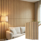 4 Pack 3D Fluted Acoustic Wall Panels, Natural Wood Grain Soundproof Wall Decor, 47.2" x 23.6"