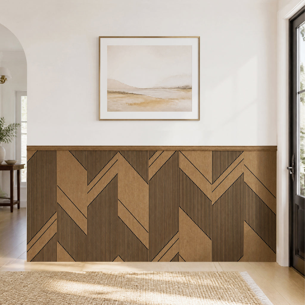 3D Geometric Wainscoting Kit (8-Pack) - DIY Wall Panels with Edge Trim