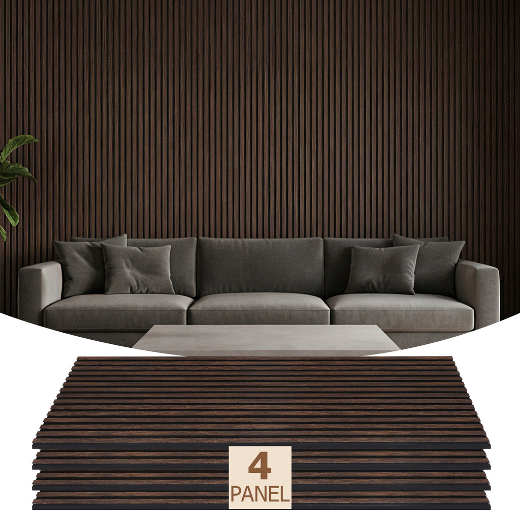 4 Pack Dark Walnut Acoustic Wall Panels 47.2"x23.6" Sound Absorbing Wall Decor