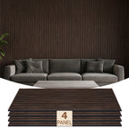 4 Pack Dark Walnut Acoustic Wall Panels 47.2"x23.6" Sound Absorbing Wall Decor