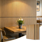 Linear Wood Slat Acoustic Panels, 47.2"×23.6" 3D Fluted Noise Reduction Wall & Ceiling Decor
