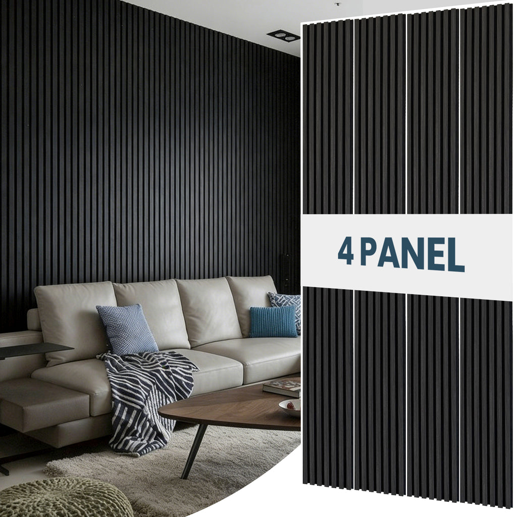 3D Fluted Wood Slat Acoustic Panels, 4-Pack Wall Ceiling Sound Absorbing Panels