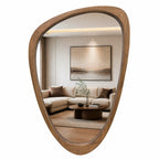 Organic Asymmetrical Solid Wood Wall Mirror in Warm Walnut Finish (30" x 20")