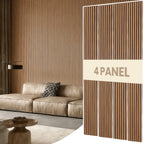 Acoustic Wood Slat Wall Panels, 4-Pack Walnut Finish, Noise Reduction for Home Office Studio