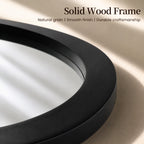 Organic Pebble Solid Wood Wall Mirror 30" x 20" Matte Black Asymmetric Accent Mirror