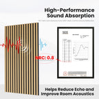 Oak Acoustic Slat Wood Wall Panels, 4-Pack 47.2” x 23.6”, Sound Absorbing Decorative Panels for Home Office Studio