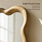24"x36" Wavy Rectangle Solid Wood Frame Decorative Mirror - Natural Oak