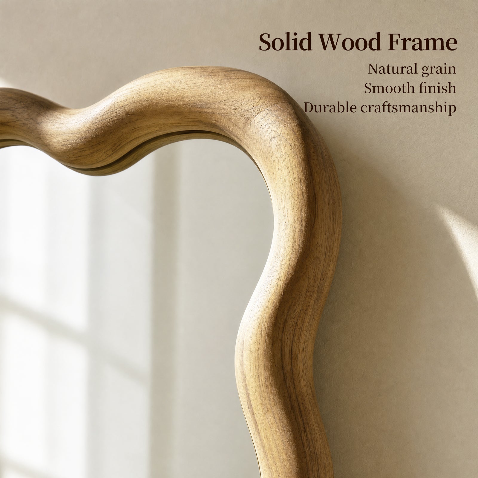 24"x36" Wavy Rectangle Solid Wood Frame Decorative Mirror - Natural Oak
