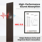 Dark Walnut Acoustic Wood Slat Wall Panels, 3D Fluted Sound Absorbing Panels for Home Theater Office