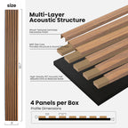 Acoustic Wood Slat Wall Panels, 4-Pack Walnut Finish, Noise Reduction for Home Office Studio