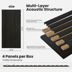 Matte Black Acoustic Wall Panels 47.2" x 23.6" Noise Reduction (4-Pack) | Easy Installation, Sound-Absorbing for Home & Office