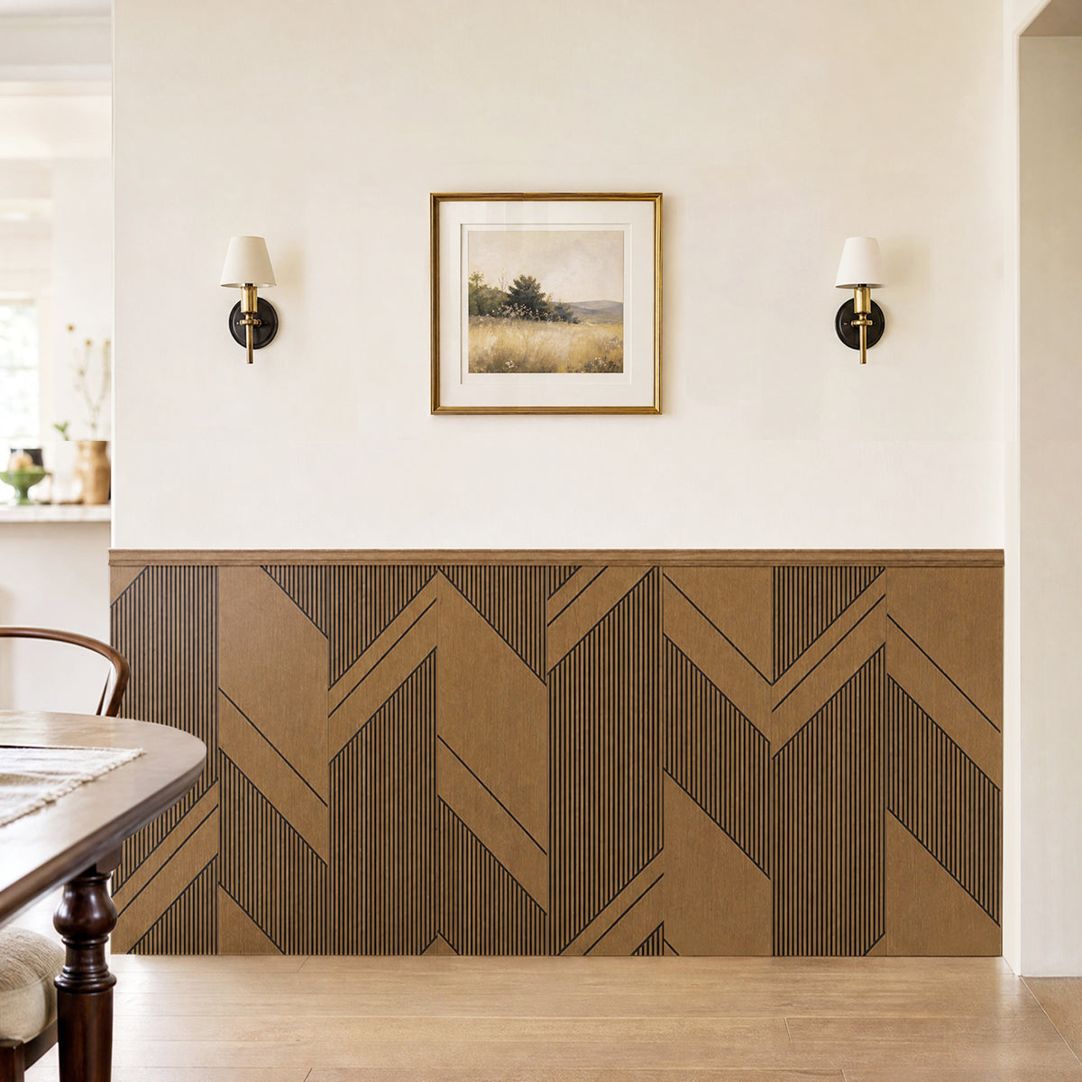 3D Geometric Wainscoting Kit (8-Pack) - DIY Wall Panels with Edge Trim