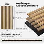Oak Acoustic Slat Wood Wall Panels, 4-Pack 47.2” x 23.6”, Sound Absorbing Decorative Panels for Home Office Studio