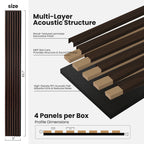 Dark Walnut Acoustic Wood Slat Wall Panels, 3D Fluted Sound Absorbing Panels for Home Theater Office