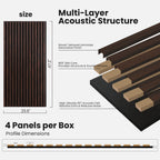 4 Pack Dark Walnut Acoustic Wall Panels 47.2"x23.6" Sound Absorbing Wall Decor