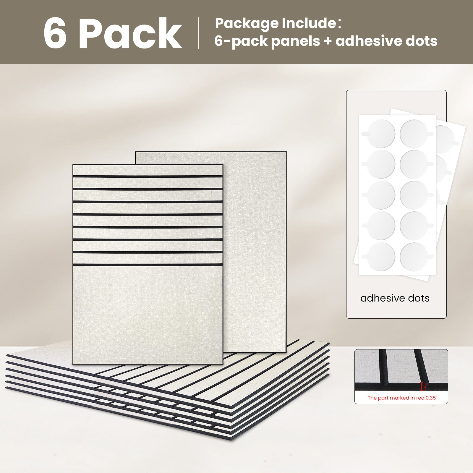 6 Pack Modern Acoustic Panels 31.5×23.6 Inches, Noise Absorption & Echo Reduction for Wall Ceiling Decoration