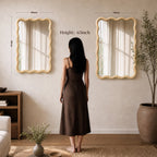 Natural Wood 20" x 30" Wavy Rectangle Solid Wood Wall Mirror for Bathroom, Bedroom & Entryway