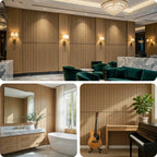 Linear Wood Slat Acoustic Panels, 47.2"×23.6" 3D Fluted Noise Reduction Wall & Ceiling Decor