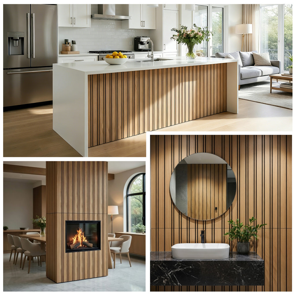 4 Pack 3D Fluted Acoustic Wall Panels, Natural Wood Grain Soundproof Wall Decor, 47.2" x 23.6"