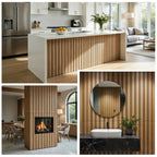 4 Pack 3D Fluted Acoustic Wall Panels, Natural Wood Grain Soundproof Wall Decor, 47.2" x 23.6"