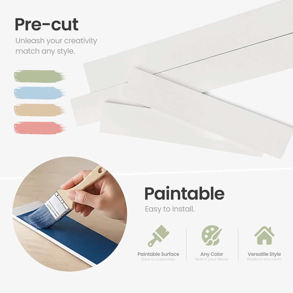 Pre-Cut Board and Batten Wall Kit | Paintable Half Wall Wainscoting | DIY Farmhouse Accent Wall Trim