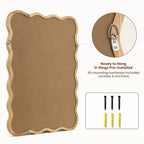 24"x36" Wavy Rectangle Solid Wood Frame Decorative Mirror - Natural Oak