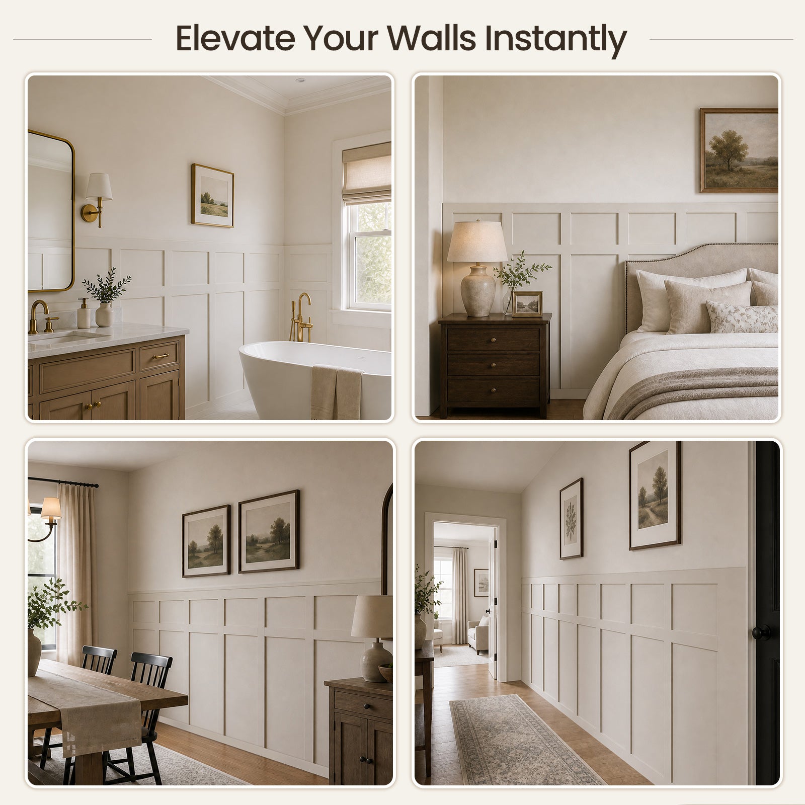 Pre-Cut Board and Batten Wall Kit | Paintable Half Wall Wainscoting | DIY Farmhouse Accent Wall Trim
