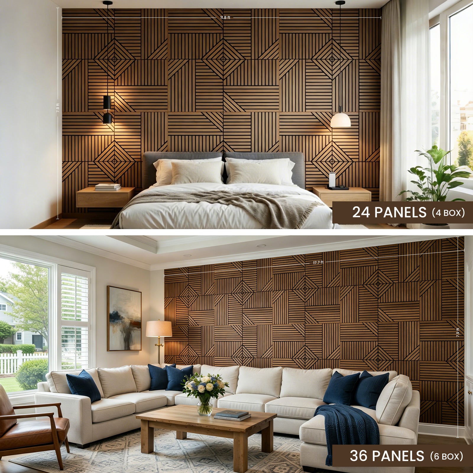 3D Wood Veneer Sound Absorbing Panels for Studio Office Home, 60×60cm 6 Pack