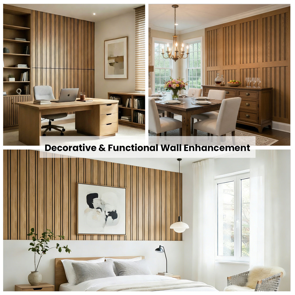 4 Pack 3D Fluted Acoustic Wall Panels, Natural Wood Grain Soundproof Wall Decor, 47.2" x 23.6"