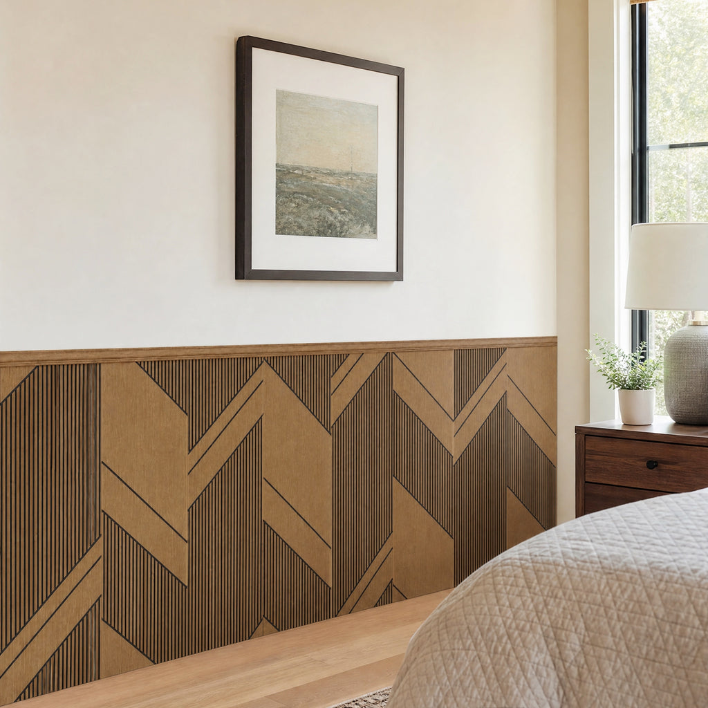 3D Geometric Wainscoting Kit (8-Pack) - DIY Wall Panels with Edge Trim