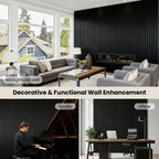 3D Fluted Wood Slat Acoustic Panels, 4-Pack Wall Ceiling Sound Absorbing Panels