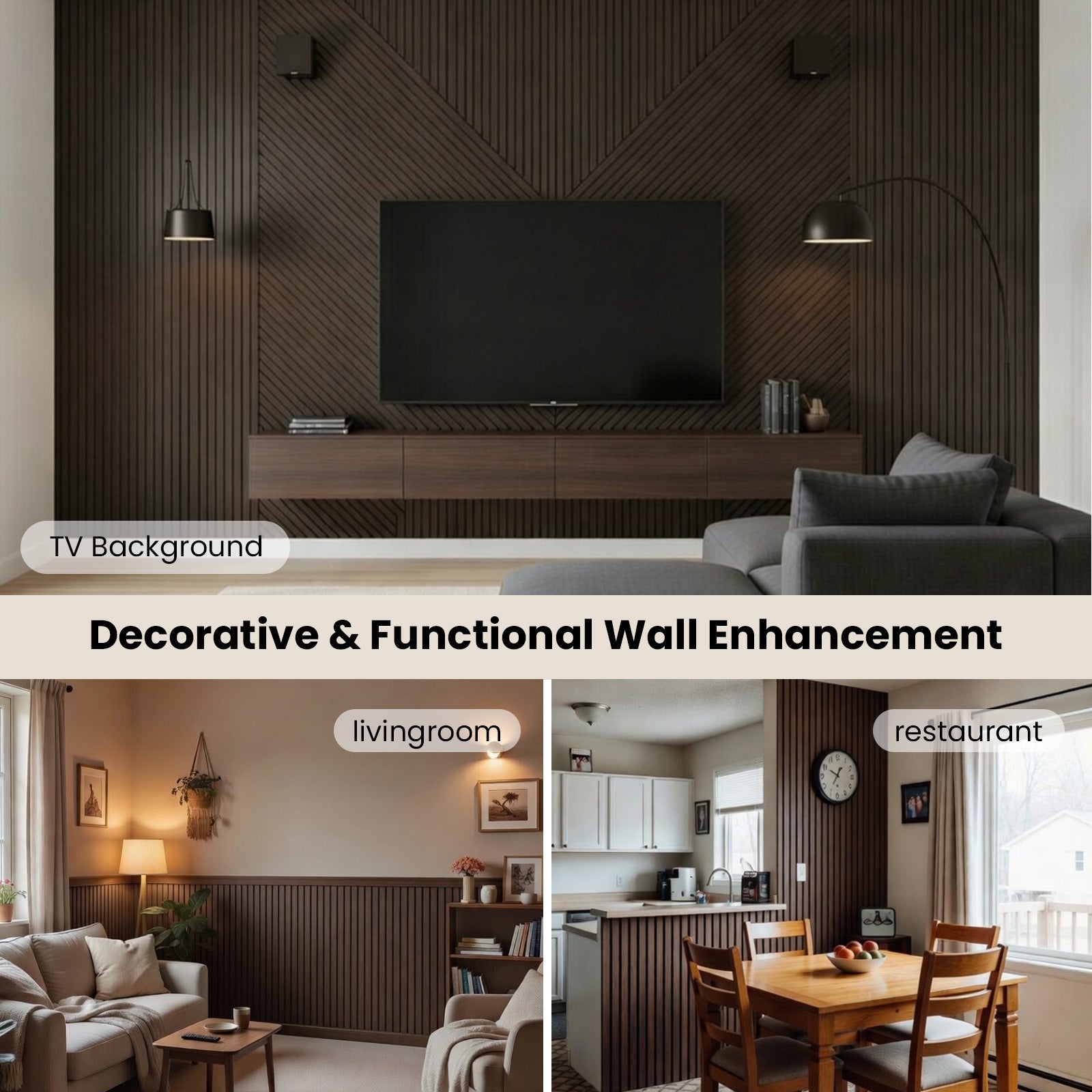 4 Pack Dark Walnut Acoustic Wall Panels 47.2"x23.6" Sound Absorbing Wall Decor