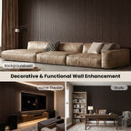 Dark Walnut Acoustic Wood Slat Wall Panels, 3D Fluted Sound Absorbing Panels for Home Theater Office