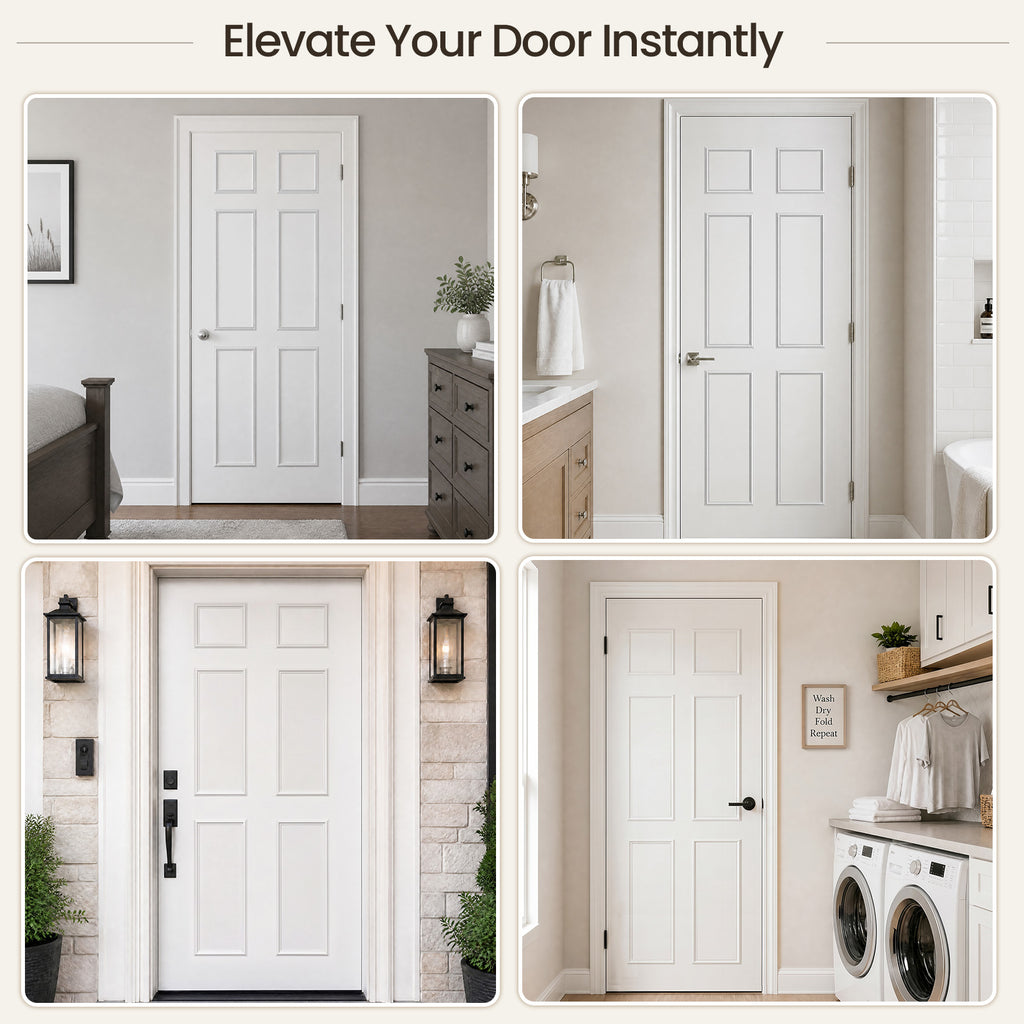 DIY Peel and Stick Door Molding Trim Kit, Pre-Cut & Paintable Accent Trim for Standard 80" Doors